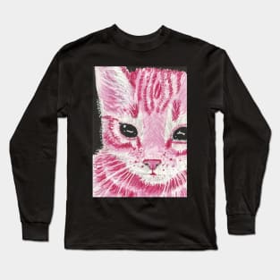 Pink kitten cat face Long Sleeve T-Shirt